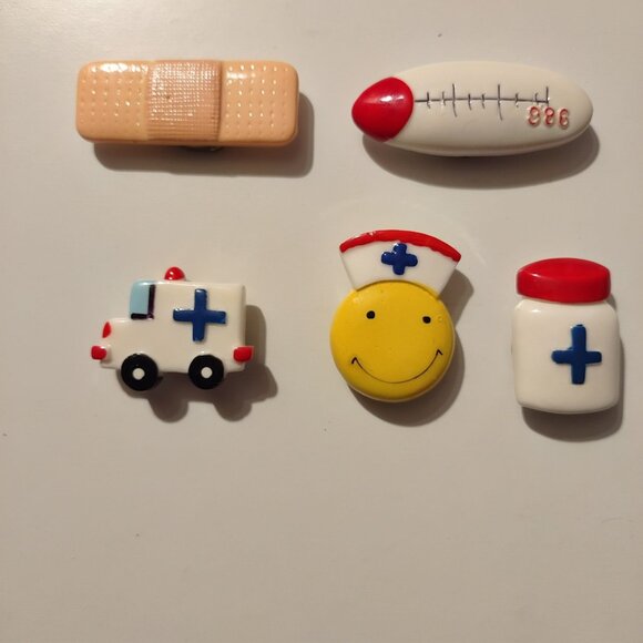 Nursing Themed Pin Set With Cute Designs & Gold-Tone Brooch-LIKE NEW - Picture 2 of 7